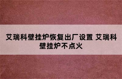 艾瑞科壁挂炉恢复出厂设置 艾瑞科壁挂炉不点火